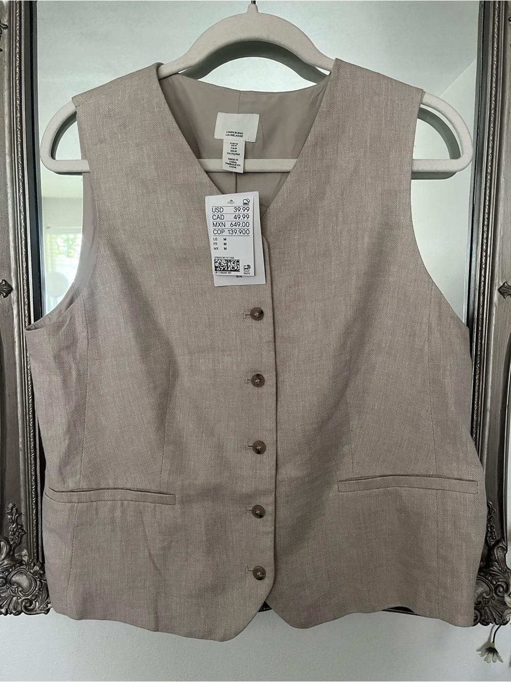 H&M Linen Blend Vest - NWT - Size M